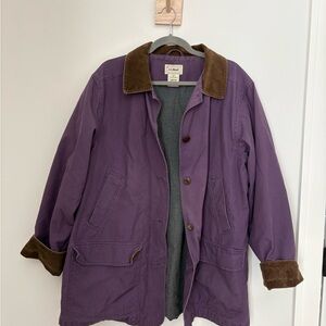 L.L. Bean Women's Utility Jacket in Purple with Brown Trim
